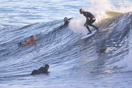 Surfing at Rincon point in California, United States of America