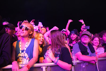 Group of people having fun at the concert at the Djurgarden in Stockholm.のeditorial素材