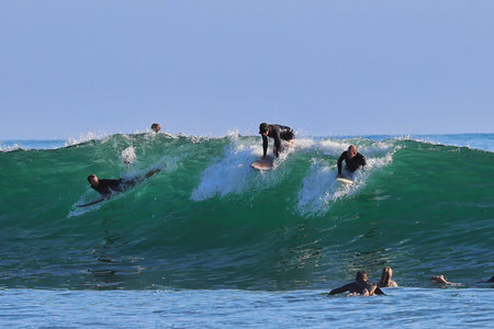 Surfing Rincon point, California, United States of America.の写真素材