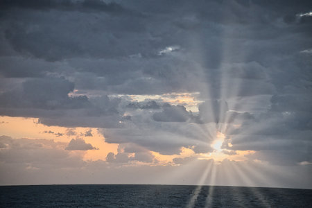 Sunset over the Pacific Ocean in Tenerife Canary Islands Spain