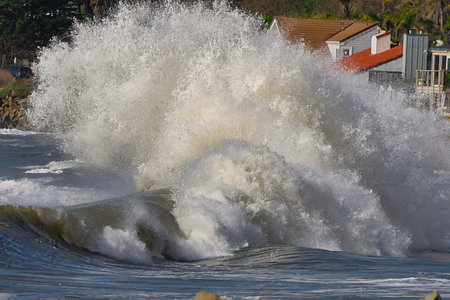 Big wave breaking on the beach. Big waves breaking on the beach.