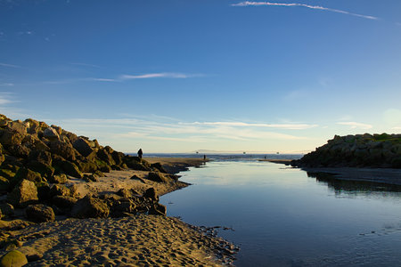 Sunset on the coast of the Atlantic Ocean in Brittany, France
