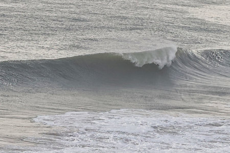 big wave breaking on the coast of Atlantic ocean, north of Portugal