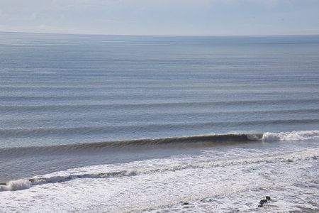 Waves on the beach in winter. Baltic Sea, Poland.