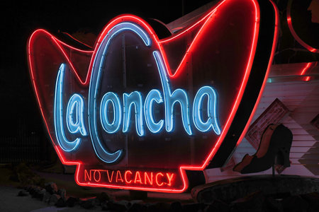 Neon sign in Long Beach, Californiaの写真素材