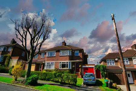 Residential area in London, UKの写真素材