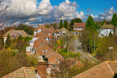 Panoramic view of the old town of Lincoln, Lincolnshire, UKの写真素材