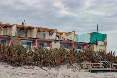 A view of a house under construction on the beach in Cape Town South Africaの写真素材