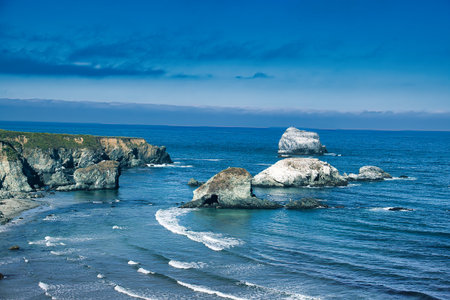 Beautiful seascape with rocks on the coast of Portugal.