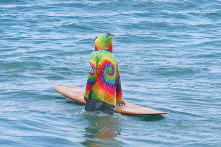 Surfer on the board in the sea. Thailand, Pattaya