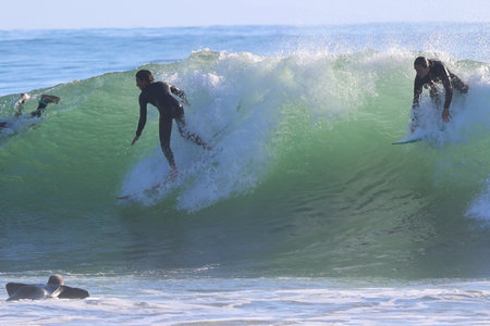 Surfing Rincon point in California, United States of America.