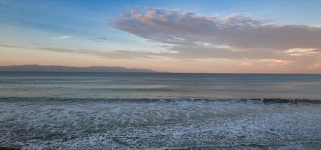 Beautiful seascape at sunset. Panoramic view.