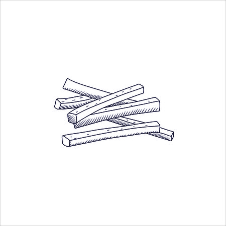 Engraving vector illustration of French fries on white backgroundのイラスト素材