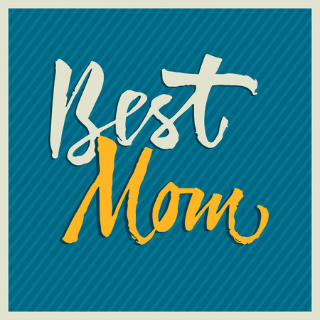 Best mom inscription isolated on blue background with diagonal stripesのイラスト素材