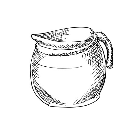 Engraving illustration of coffee pot for serving Americano coffee isolated on white backgroundのイラスト素材