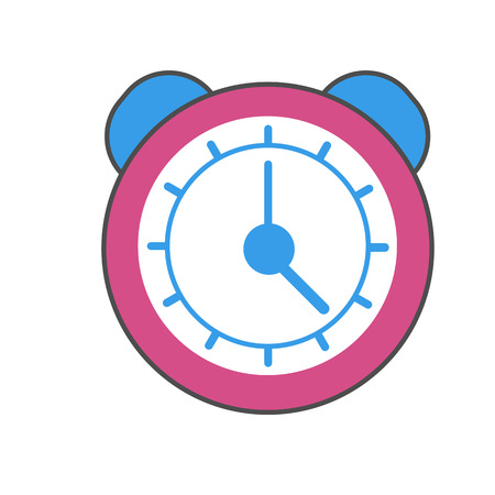 Alarm clock vector icon. Colored line icon of clockのイラスト素材