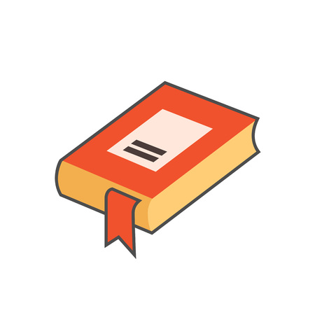 Book with bookmark vector icon. Colored line iconのイラスト素材