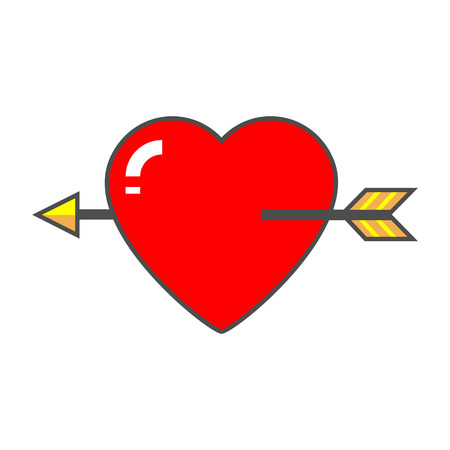Heart with arrow vector icon. Colored line icon of heart pierced with love arrowのイラスト素材