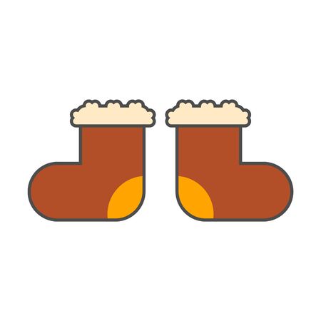Russian valenki icon. Colored line icon of special Russian felt bootsのイラスト素材