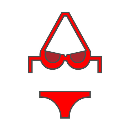 Bikini vector icon. Colored line icon of female swimsuitのイラスト素材