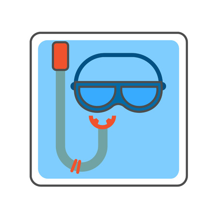 Snorkel vector icon. Colored illustration of snorkel and mask for scuba divingのイラスト素材