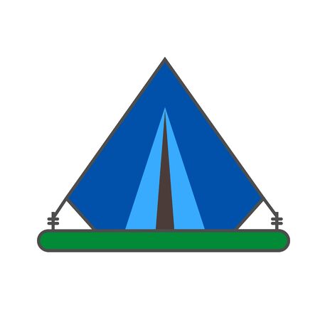 Tent vector icon. Colored line illustration of portable tentのイラスト素材