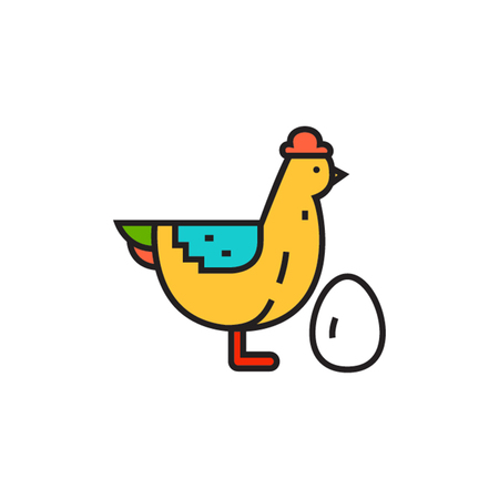 Hen with egg. Bird, domestic animal, farm, chicken, new life. Farming concept. Can be used for topics like animal, farming, farmのイラスト素材