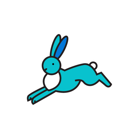 Running hare. Animal, wildlife, large-eared creature. Animal concept. Can be used for topics like animal, wildlife, zoologyのイラスト素材