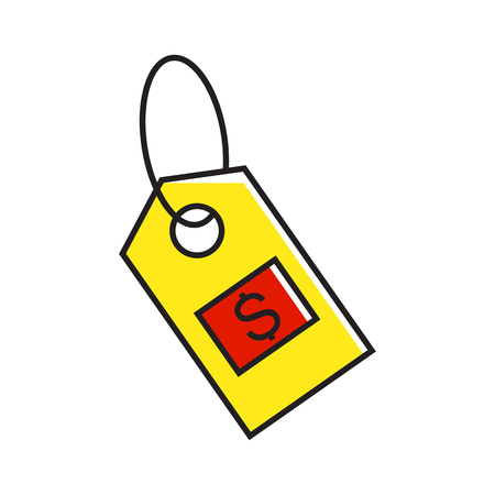 Illustration of price tag with dollar sign. Shopping, selling, e-commerce. Shopping concept. Can be...