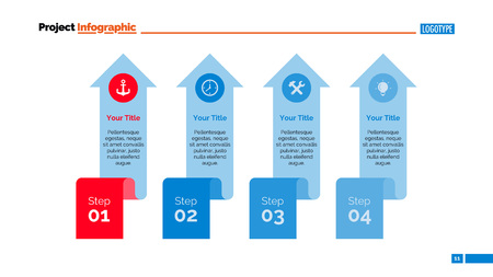 Process chart slide template. Business data. Graph, diagram, design. Creative concept for infographic, templates, presentation, report. Can be used for topics like planning, management, finance.のイラスト素材