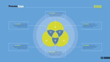 Venn diagram slide template. Business data. Graph, chart, design. Creative concept for infographic, templates, presentation, report. Can be used for topics like analysis, planning, management.のイラスト素材