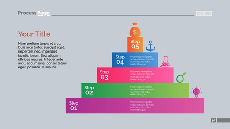 Pyramid Five Steps Diagram Slide Templateのイラスト素材
