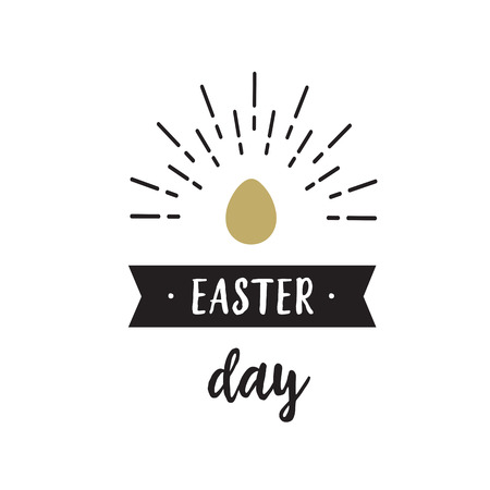 Easter Day lettering with eggのイラスト素材