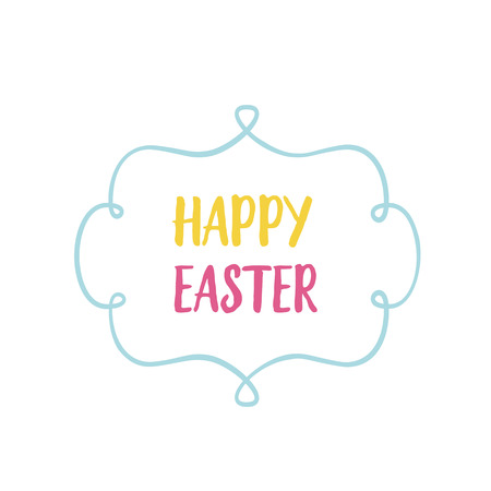 Happy Easter Lettering in Figured Frameのイラスト素材