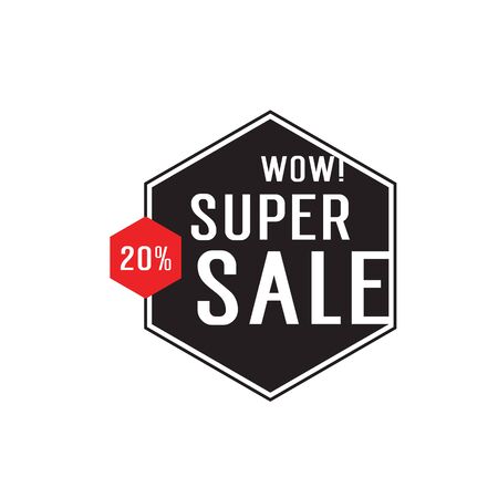 Wow Super Sale Twenty Percent Letteringのイラスト素材