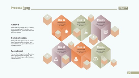 Six Three-dimensional Cubes Slide Templateのイラスト素材