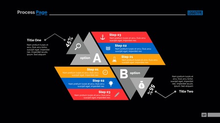Two Options and Three Steps Slide Templateのイラスト素材