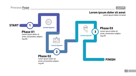 Three phase flow chart slide templateのイラスト素材