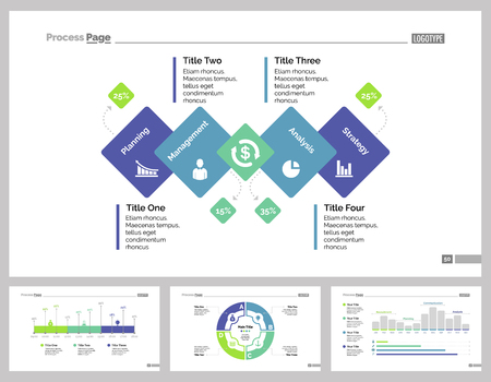 Infographic design set can be used for workflow layout, diagram, annual report, presentation, web design. Business and management concept with process, bar and percentage charts.のイラスト素材