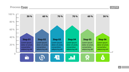 Six steps percentage process chart designのイラスト素材