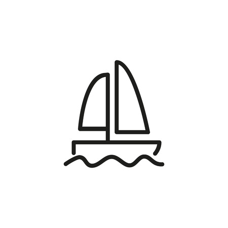 Sail boat line icon in outlined style illustration.のイラスト素材