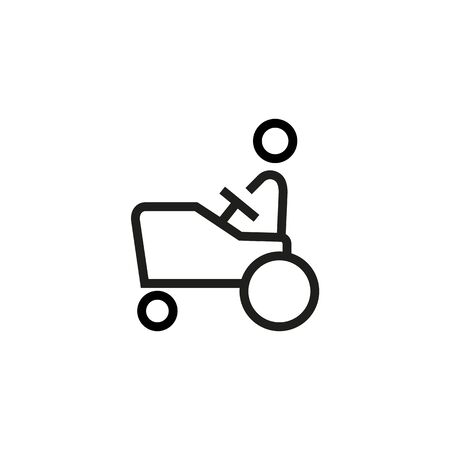 Line icon of toy car with child. Toy car hire, amusement park, kindergarten. Transport concept. Can be used for topics like leisure, childhood, transportationのイラスト素材
