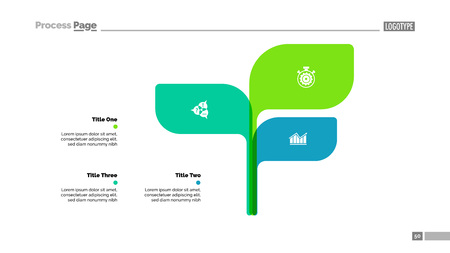 Tree chart slide template with three elements. Business data. Option, process, design. Creative concept for infographic, report. Can be used for topics like research, analytics, marketingのイラスト素材