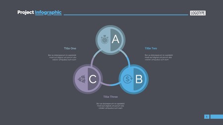Three circles process chart. Business data. Point, diagram, design. Creative concept for infographic, templates, presentation, report. Can be used for topics like marketing, teamwork, banking.のイラスト素材