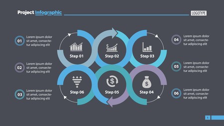 Six steps process chart designのイラスト素材