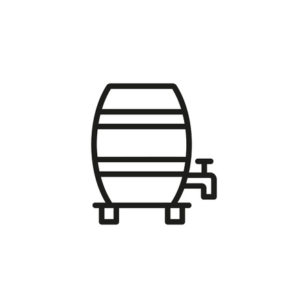 Alcohol Wooden Vertical Barrel Line Iconのイラスト素材