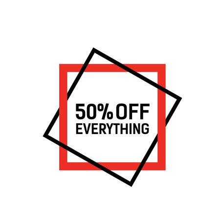 Fifty Percent Off Lettering in Red Frameのイラスト素材
