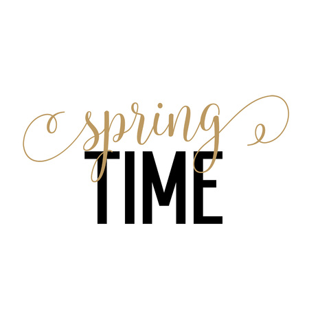 Spring Time Lettering isolated on white backgroundのイラスト素材