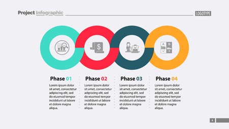 Four Phases Process Slide Template isolated on plain background.のイラスト素材