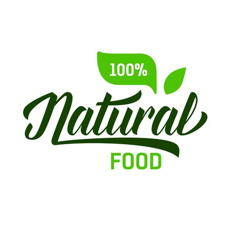 Natural food lettering with percent isolated on plain background.のイラスト素材